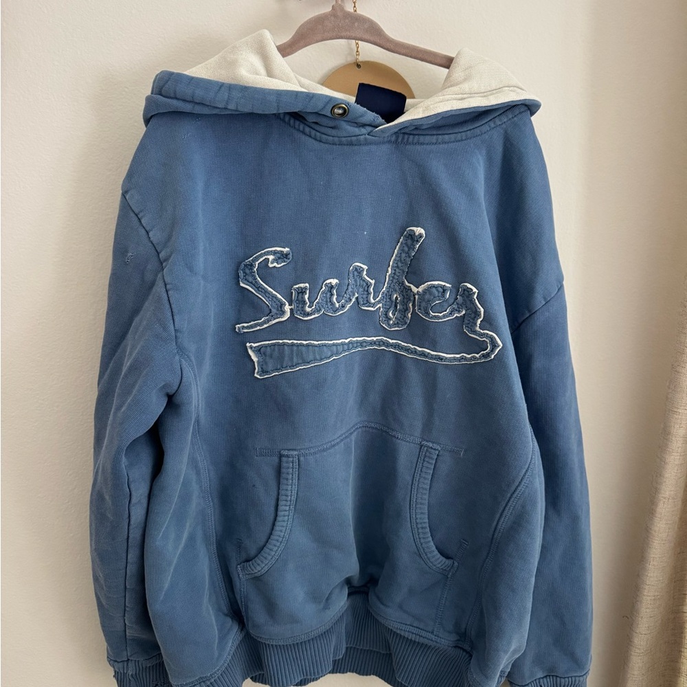 Mini Boden distressed faded blue hoodie